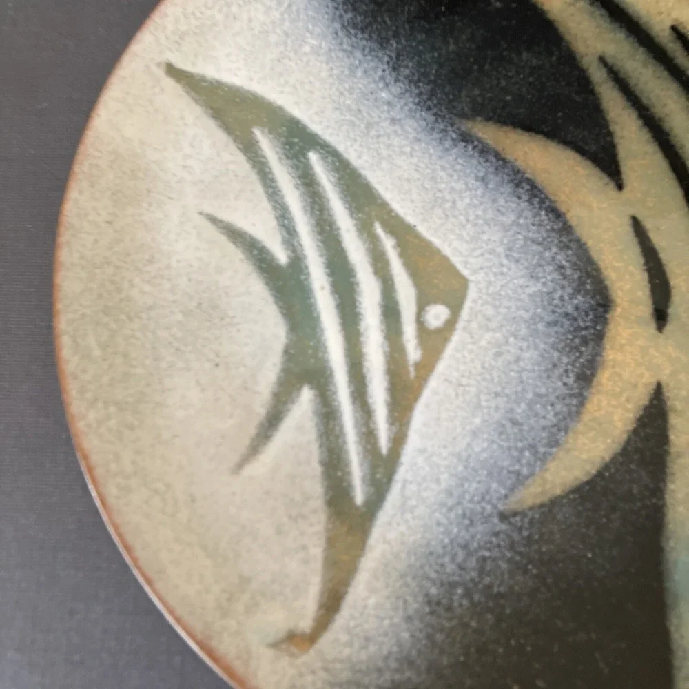 Vitnage MCM Midcentury Modern Enamel on Copper Angelfish Fish Catch All Dish 60s